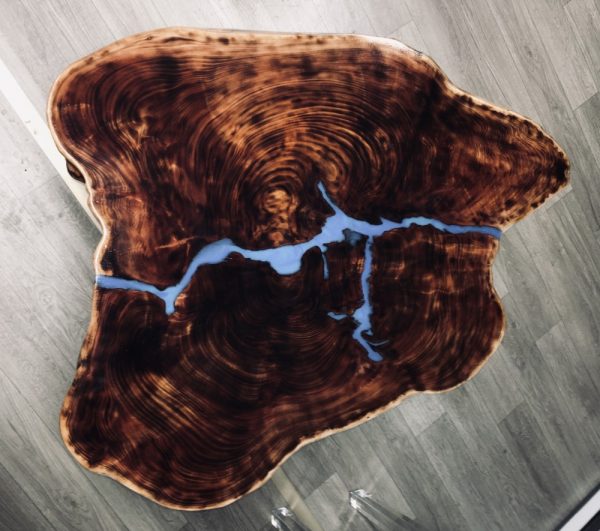 Burl Table With River - Image 2