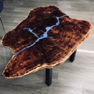 Burl Table With River