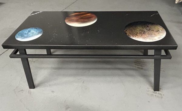 Coffee Table with 3 Painted Planets