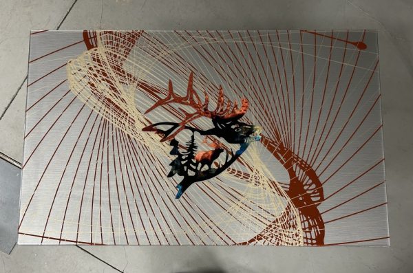 Apt Kitchen Table with Metal Art Elk - SOLD - Image 2