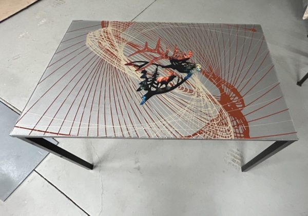 Apt Kitchen Table with Metal Art Elk - SOLD - Image 3