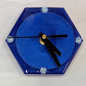 Hexagon 4" Blue Clock