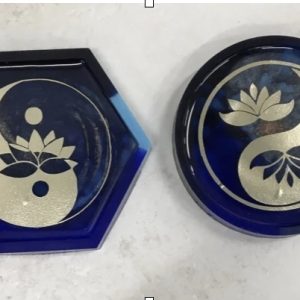 Pair of Coasters with Lotus Flower